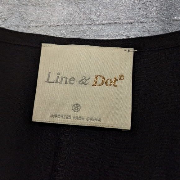 Anthropologie Line & Dot Loose Black Boxy Top Sheer Panels Brass Beading sz XS - Picture 5 of 5